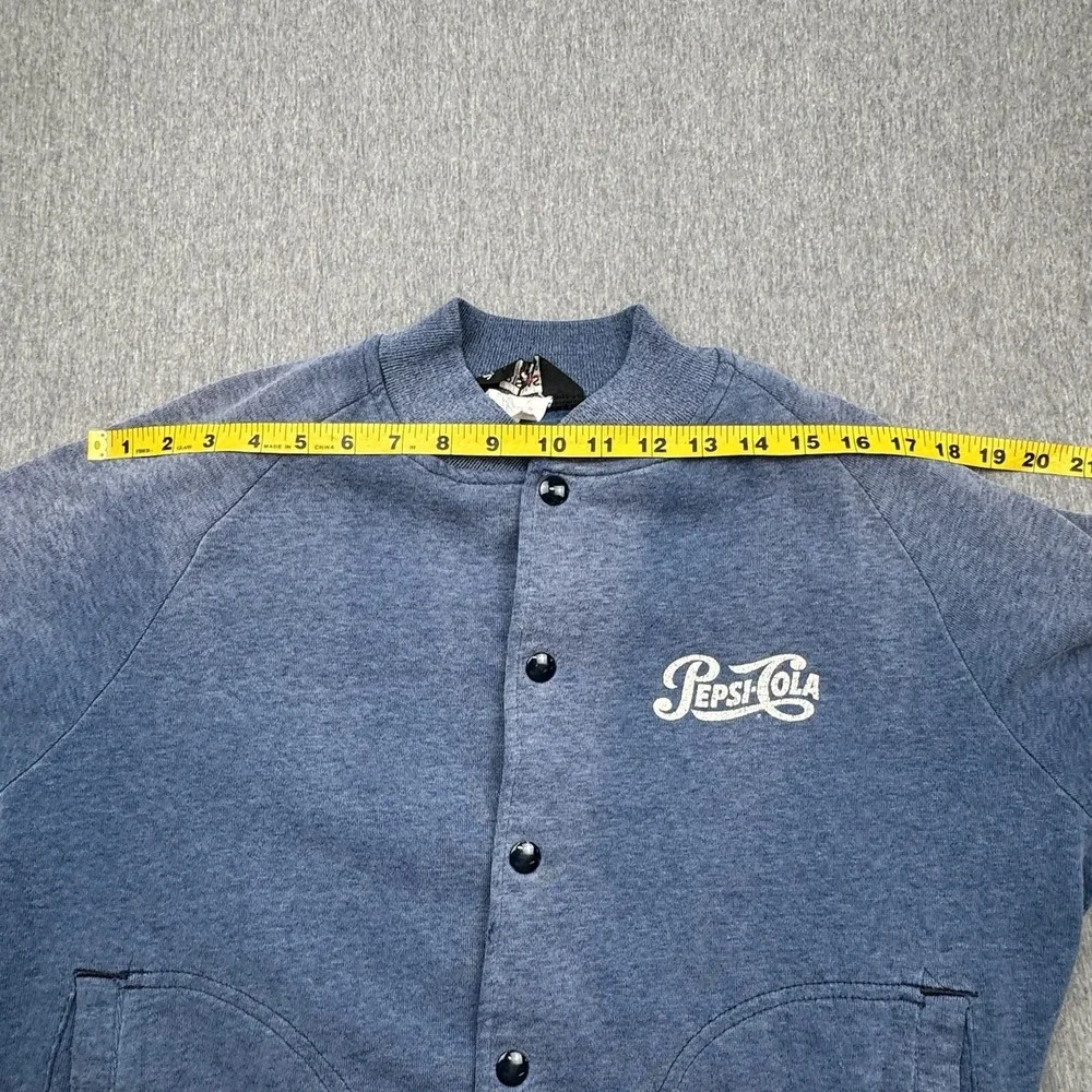 Pepsi-Cola Snap Button Jacket Men's Size‎ M Navy Blue Vtg Sportsmaster USA Faded